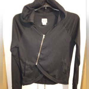 Black Converse hooded top/jacket with zipper and open style waist, with pockets.